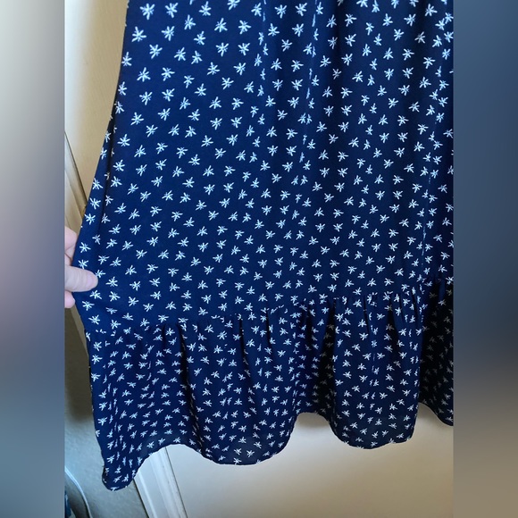 J. Crew Mercantile Navy White Dragonfly Print Side Pocket Midi Dress - Picture 12 of 13